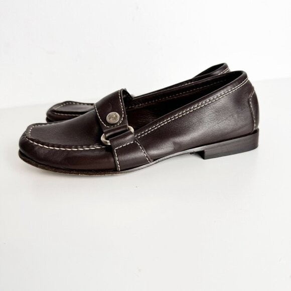 Celine Brown Leather Contrast Stitching Loafer size 35.5 C - Picture 3 of 8